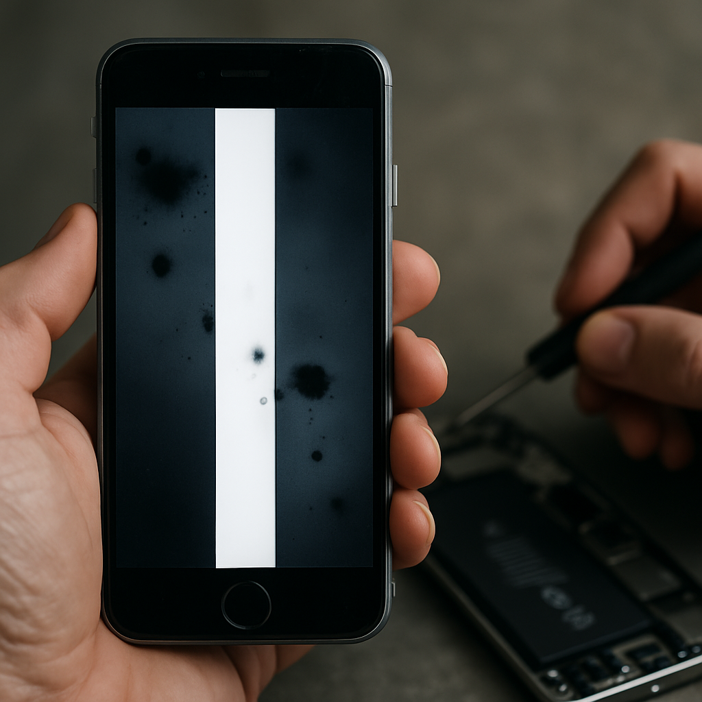 How to Fix a White Bar on iPhone Screen After Drop with Black Marks or LCD Spots