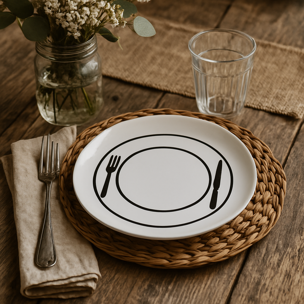 How to Use Dinner Plate Clipart Black And White in Rustic Farmhouse Table Decor